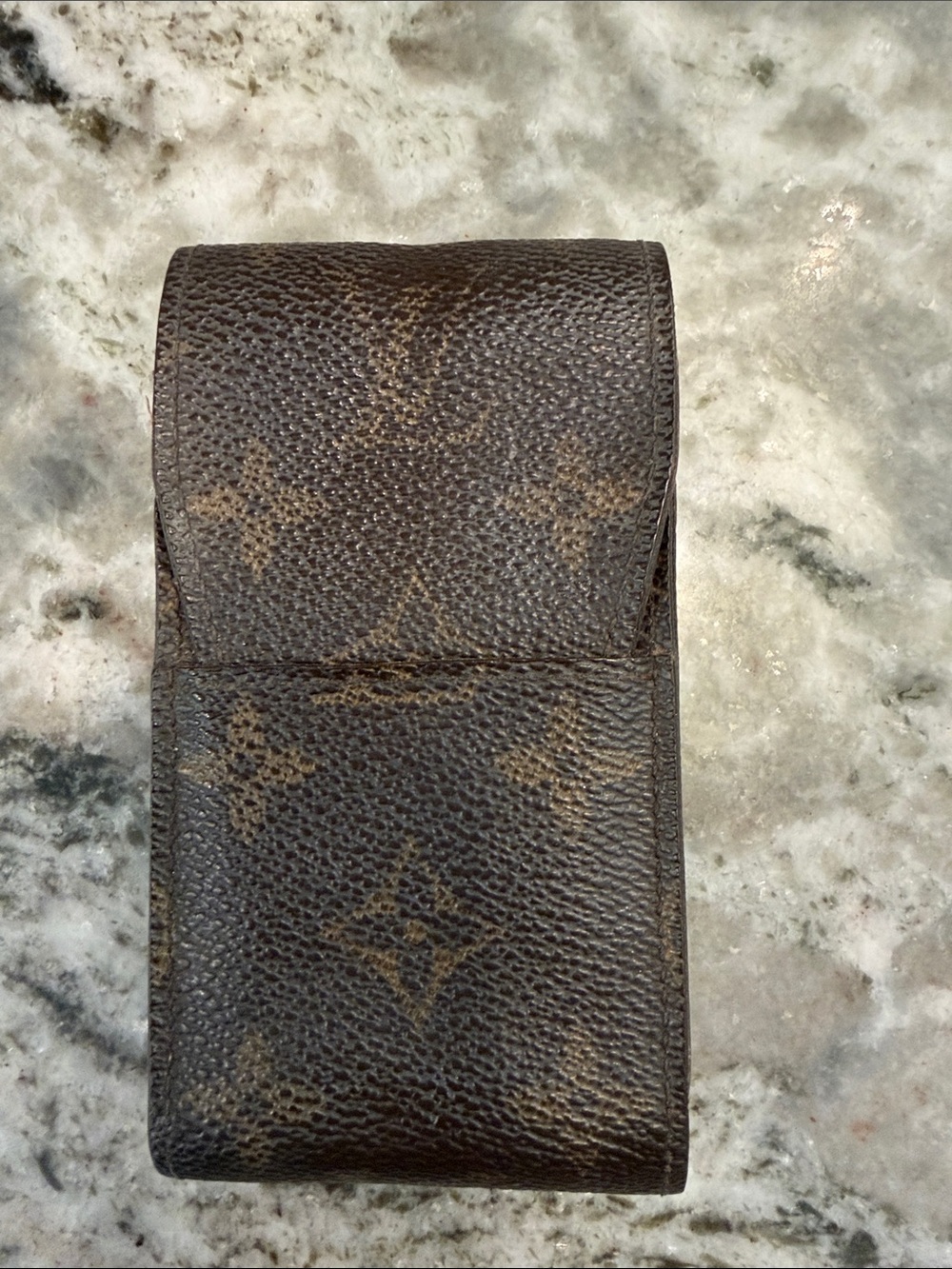 Louis Vuitton AUTH Monogram Brown Leather Folded Pouch